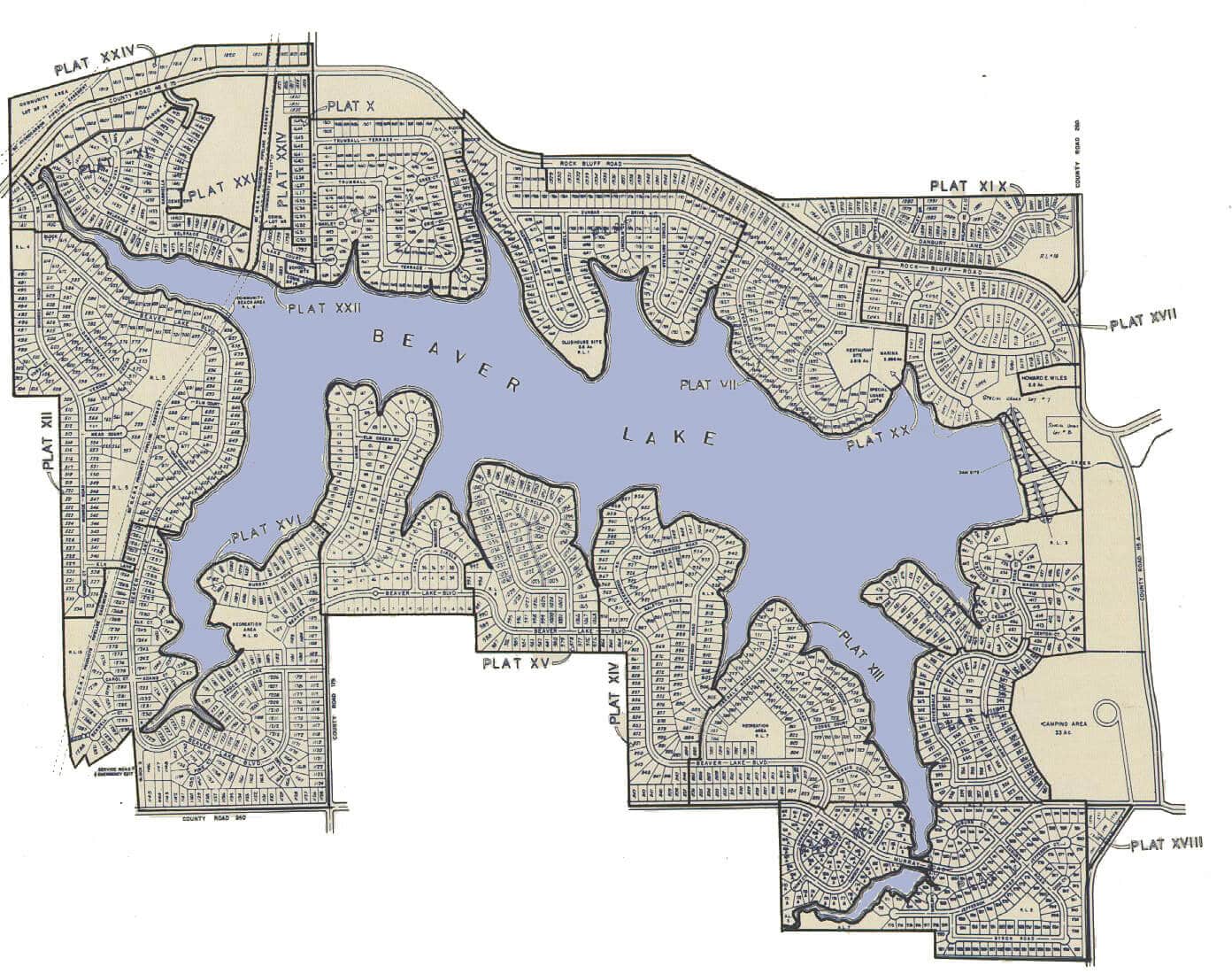 Beaver Lake Large Plat Map